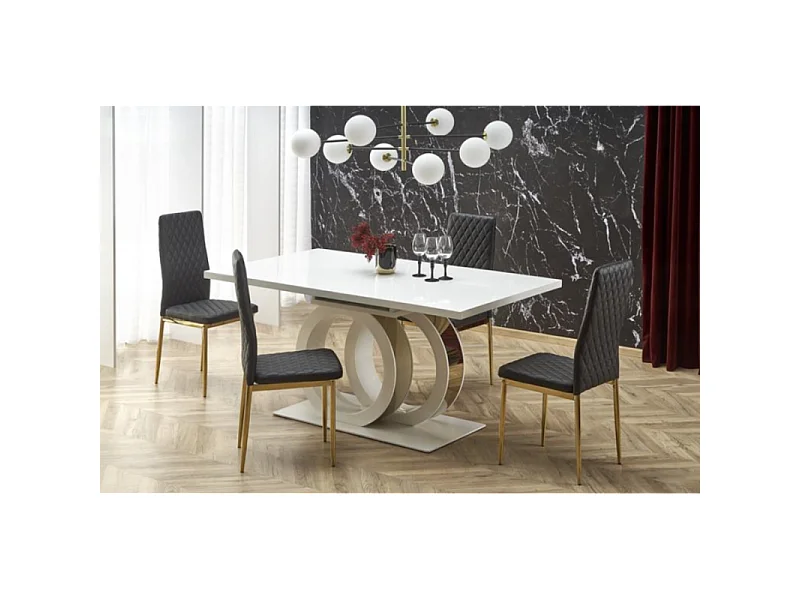 Mesa de comedor extensible lacada en blanco 160cm Goma