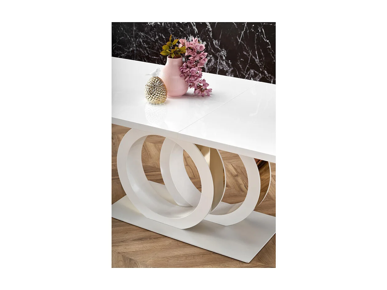 Mesa de comedor extensible lacada en blanco 160cm Goma