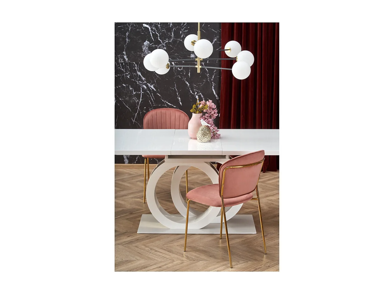 Table à manger extensible blanc laqué 160cm Goma