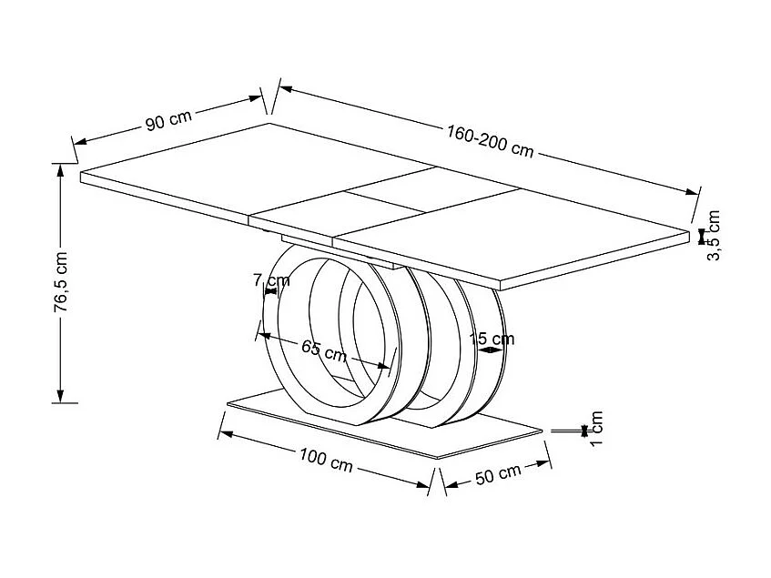 Table à manger extensible blanc laqué 160cm Goma