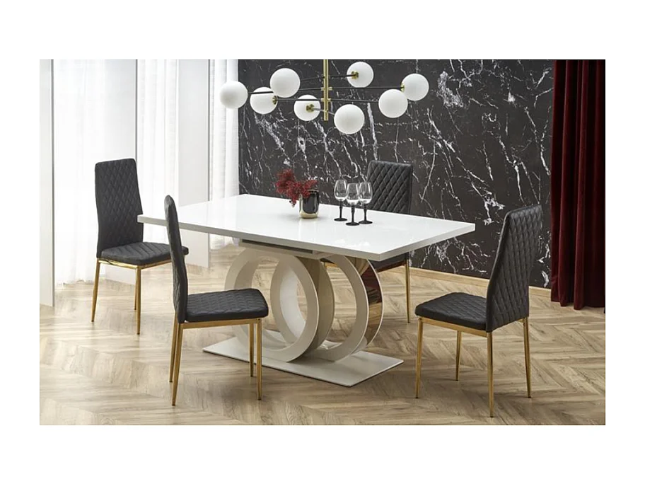 Table à manger extensible blanc laqué 160cm Goma
