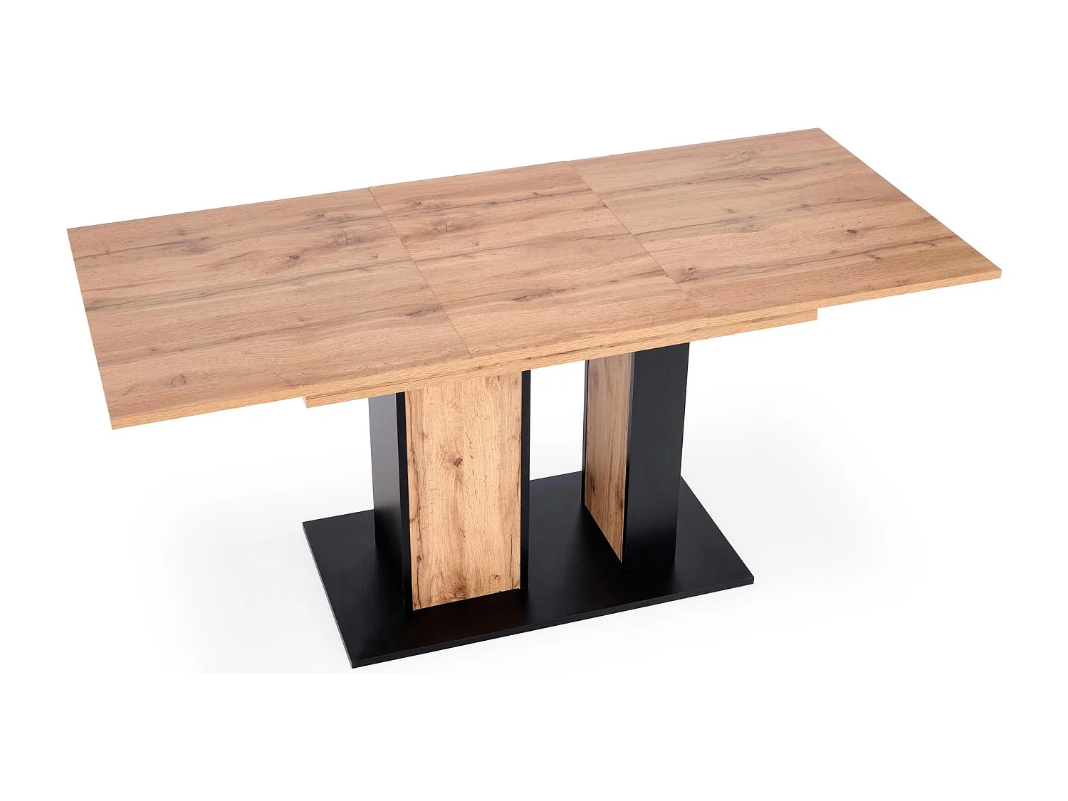 Table de salle à manger extensible aspect chêne avec pied central BELLE ILE