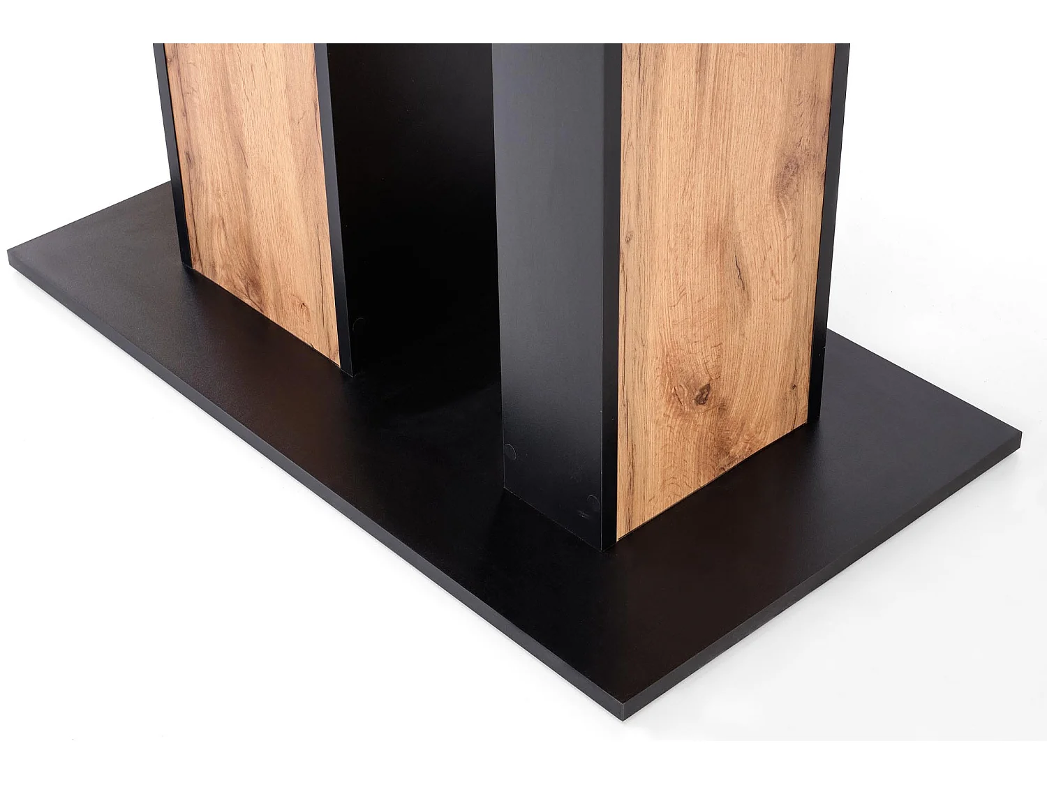 Table de salle à manger extensible aspect chêne avec pied central BELLE ILE