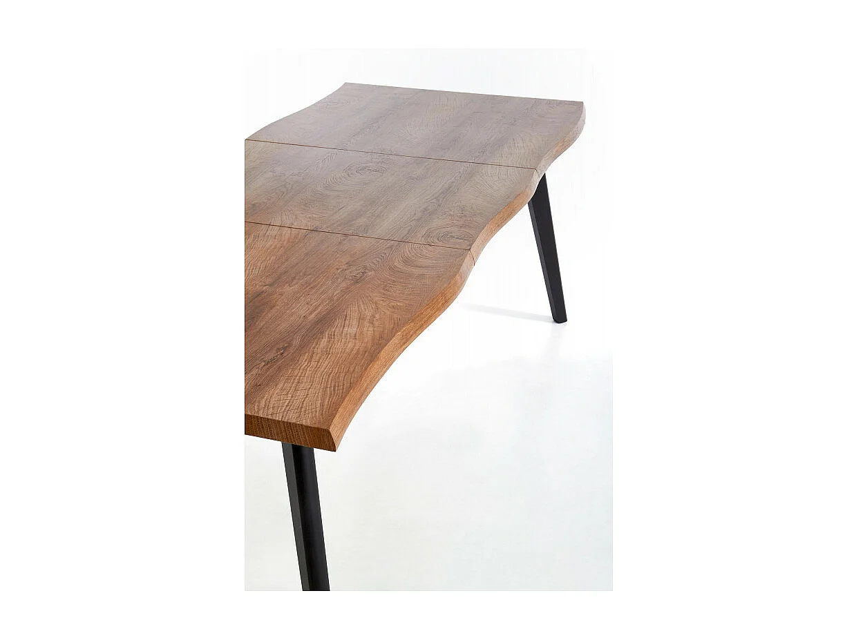 Mesa de comedor extensible de aspecto roble con patas de madera negra Milwaukee