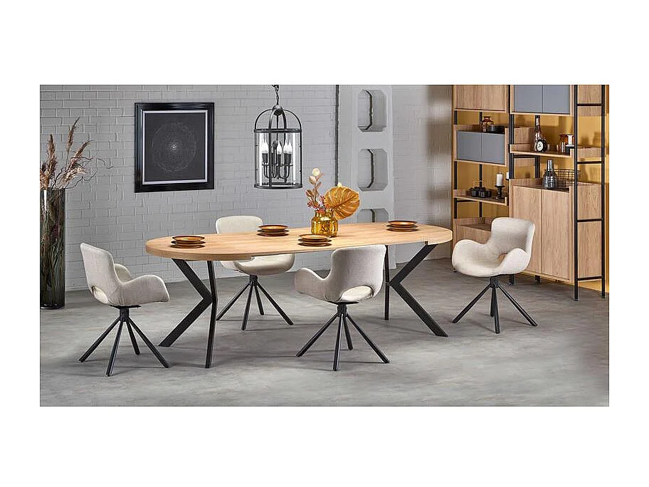 Tavolo da pranzo rotondo allungabile NORMA in rovere