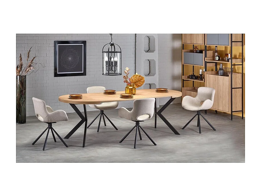 Tavolo da pranzo rotondo allungabile NORMA in rovere