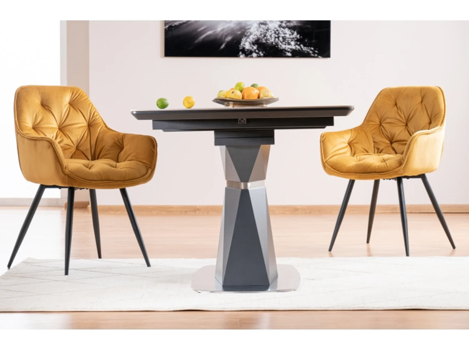 Table à manger design extensible marbre anthracite 160 cm Osmo