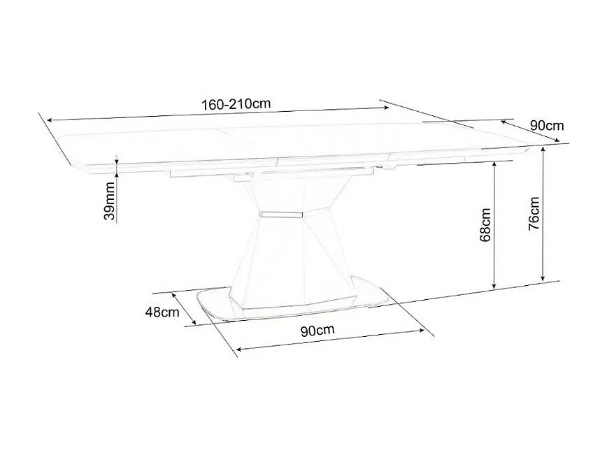 Table à manger design extensible marbre anthracite 160 cm Osmo