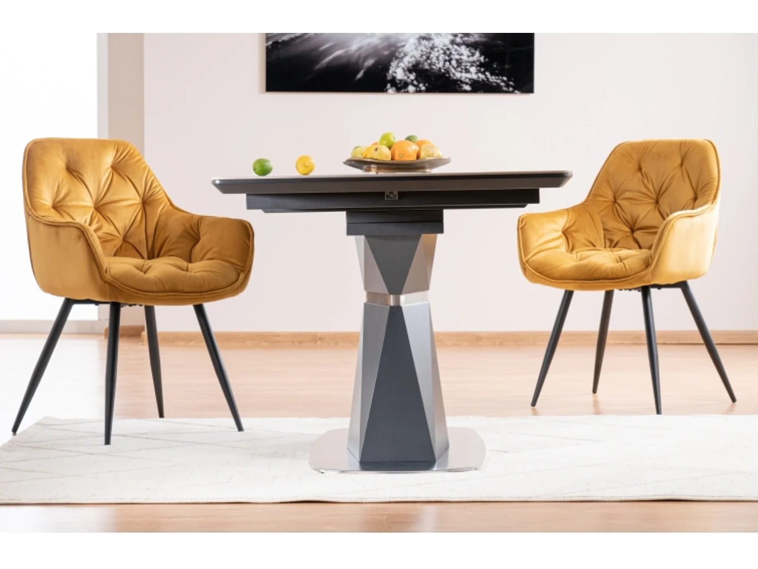 Table à manger design extensible marbre anthracite 160 cm Osmo