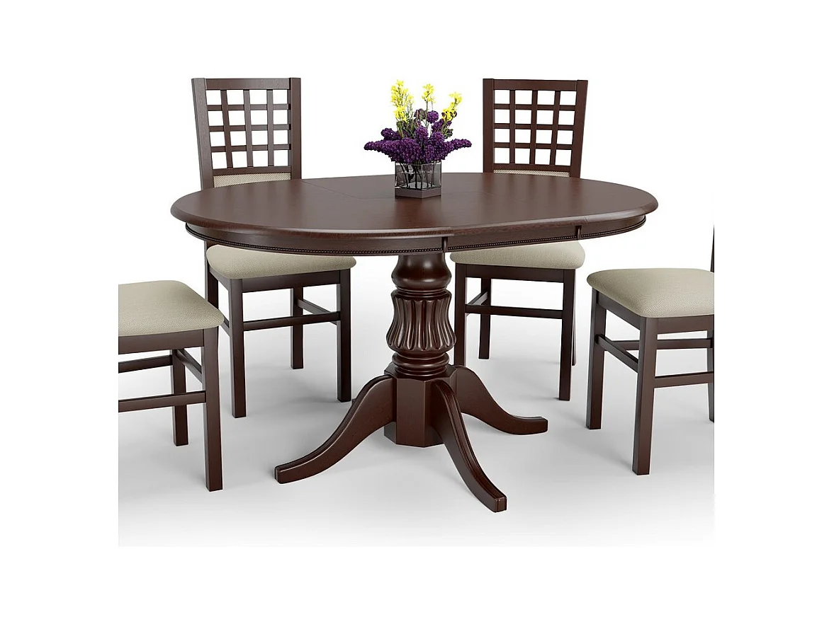 Table ronde extensible style noyer avec pied central Walsor
