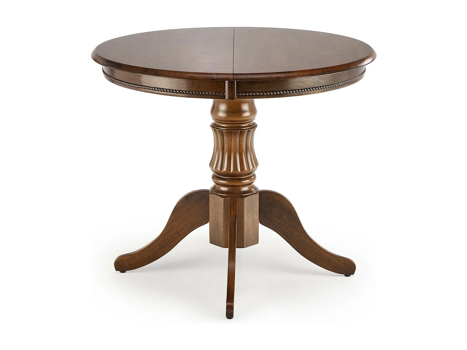 Mesa redonda extensible de nogal Walsor con pata central