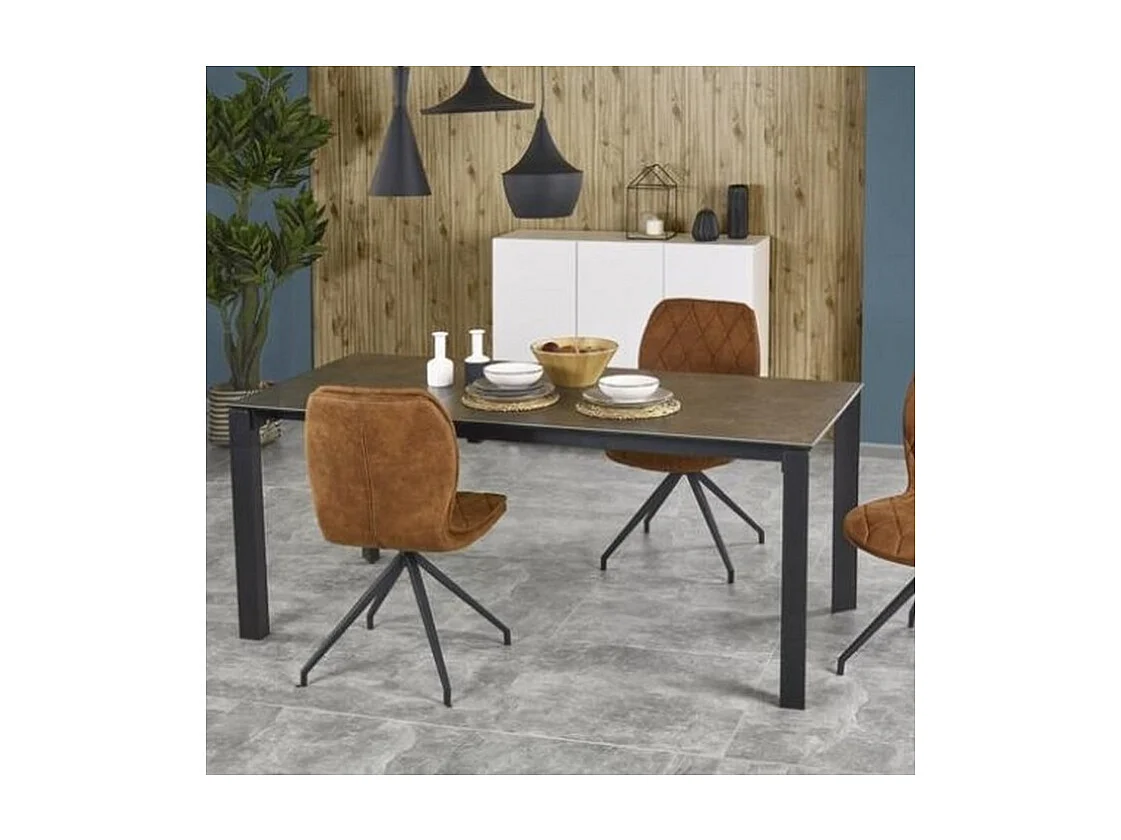 Table industrielle extensible 120/180 cm céramique grise et noire Lilas