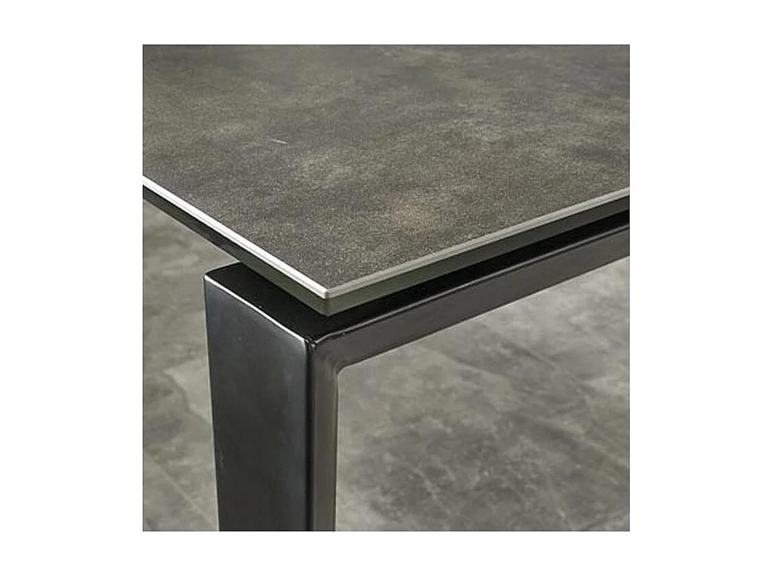 Table industrielle extensible 120/180 cm céramique grise et noire Lilas