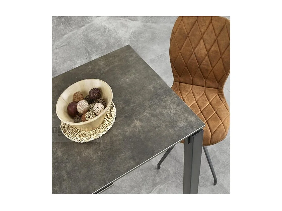 Table industrielle extensible 120/180 cm céramique grise et noire Lilas