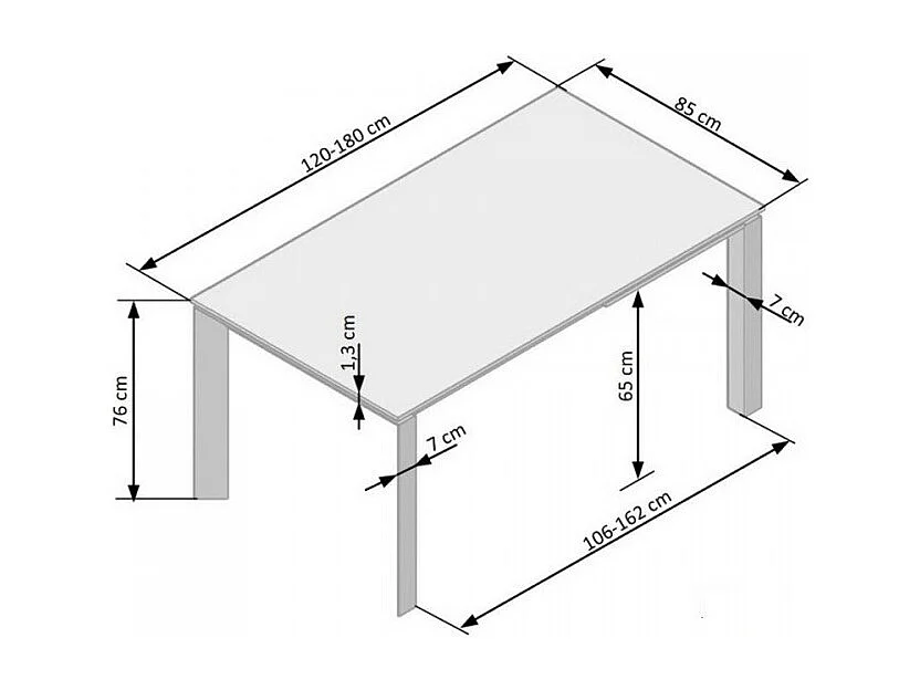 Table industrielle extensible 120/180 cm céramique grise et noire Lilas