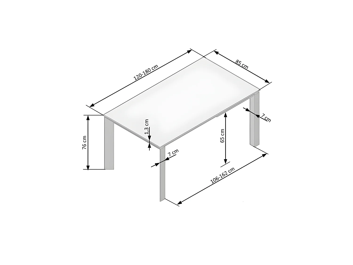 Tavolo industriale allungabile 120/180 cm in ceramica grigia e nera Lilac