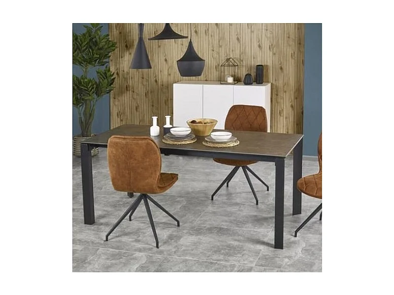 Table industrielle extensible 120/180 cm céramique grise et noire Lilas