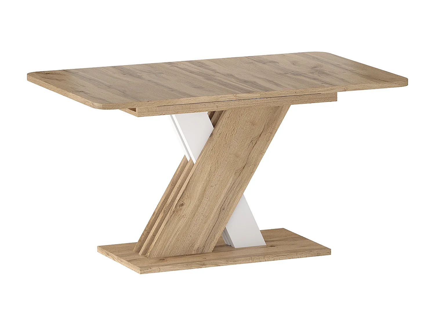 Mesa extensible MDF roble wotan & blanco 140cm Zest