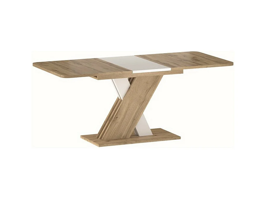 Table extensible MDF chêne wotan & blanc 140cm Zest
