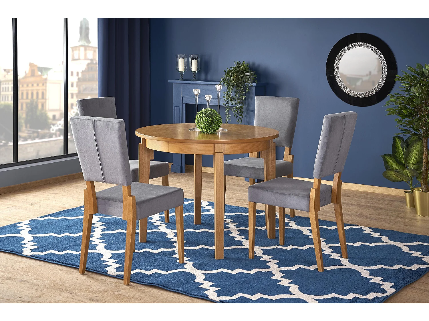 Table ronde extensible 100-200cm placage bois Cox