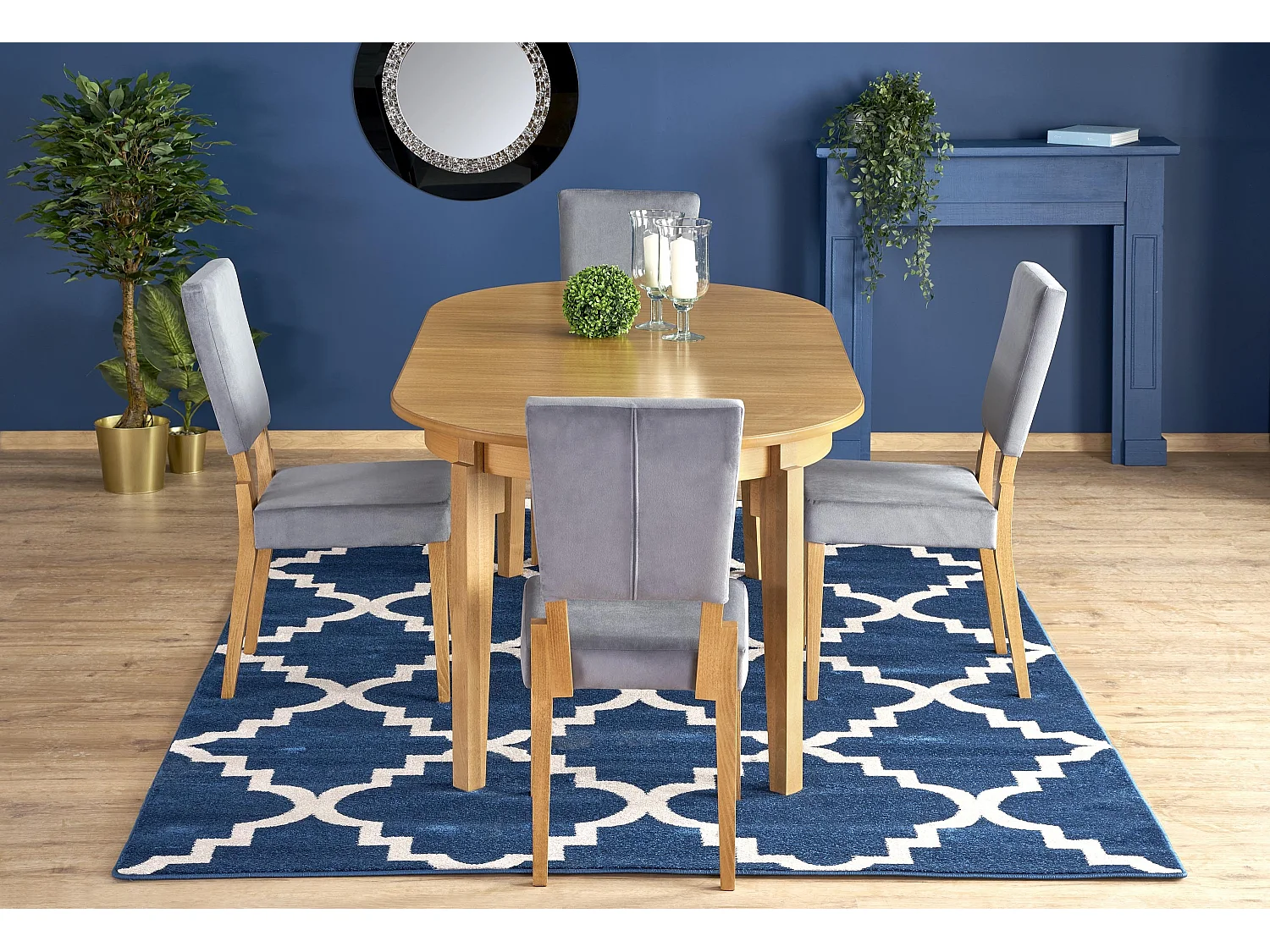 Table ronde extensible 100-200cm placage bois Cox