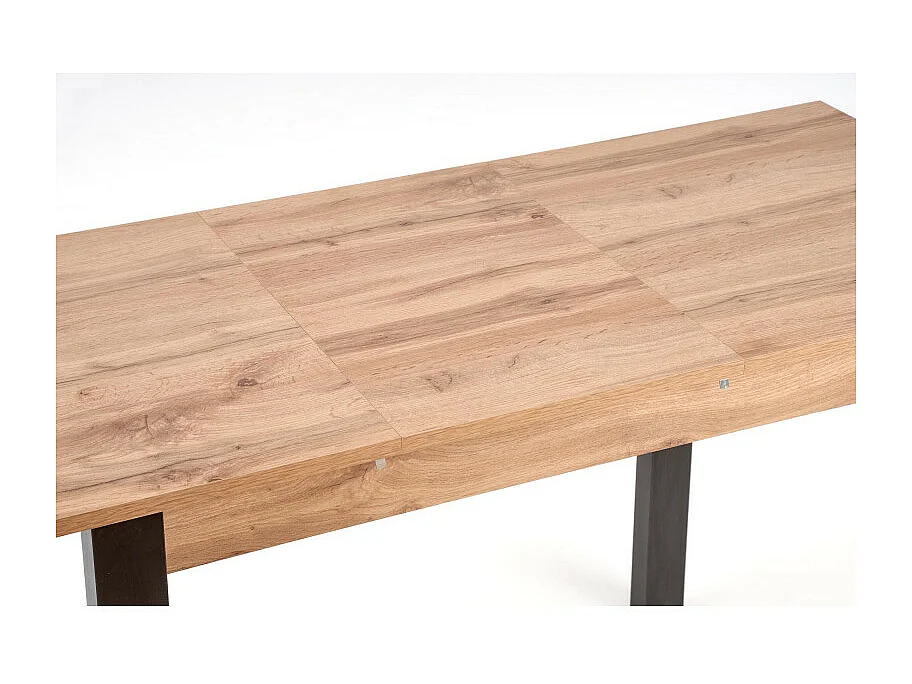 Mesa de comedor extensible 100-135cm color roble con patas negras ARZAL