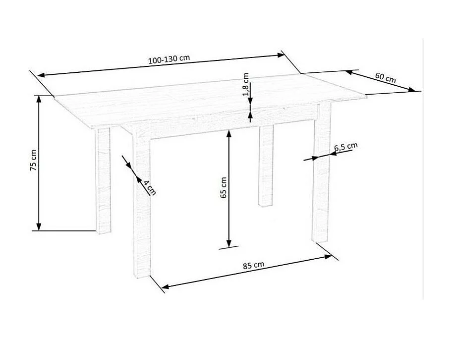 Tavolo da pranzo allungabile 100-135cm colore rovere con gambe nere ARZAL