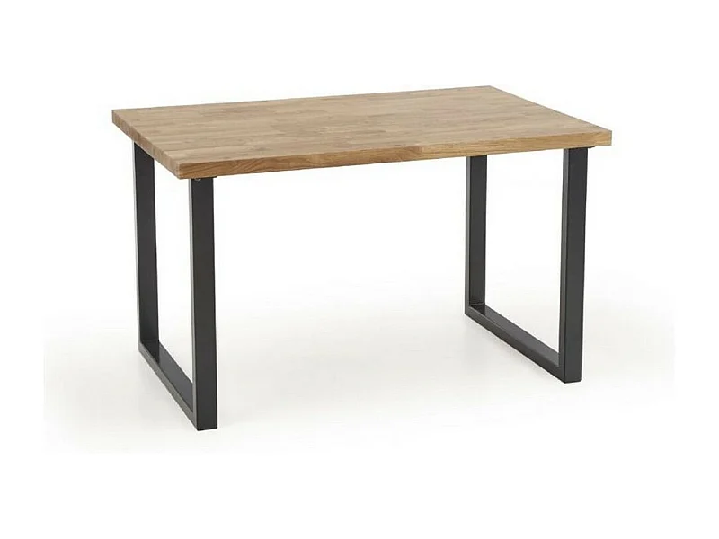 Table a manger industrielle en chêne 160cm-250cm (option) pieds U Loft - Rallonges (2x45cm)