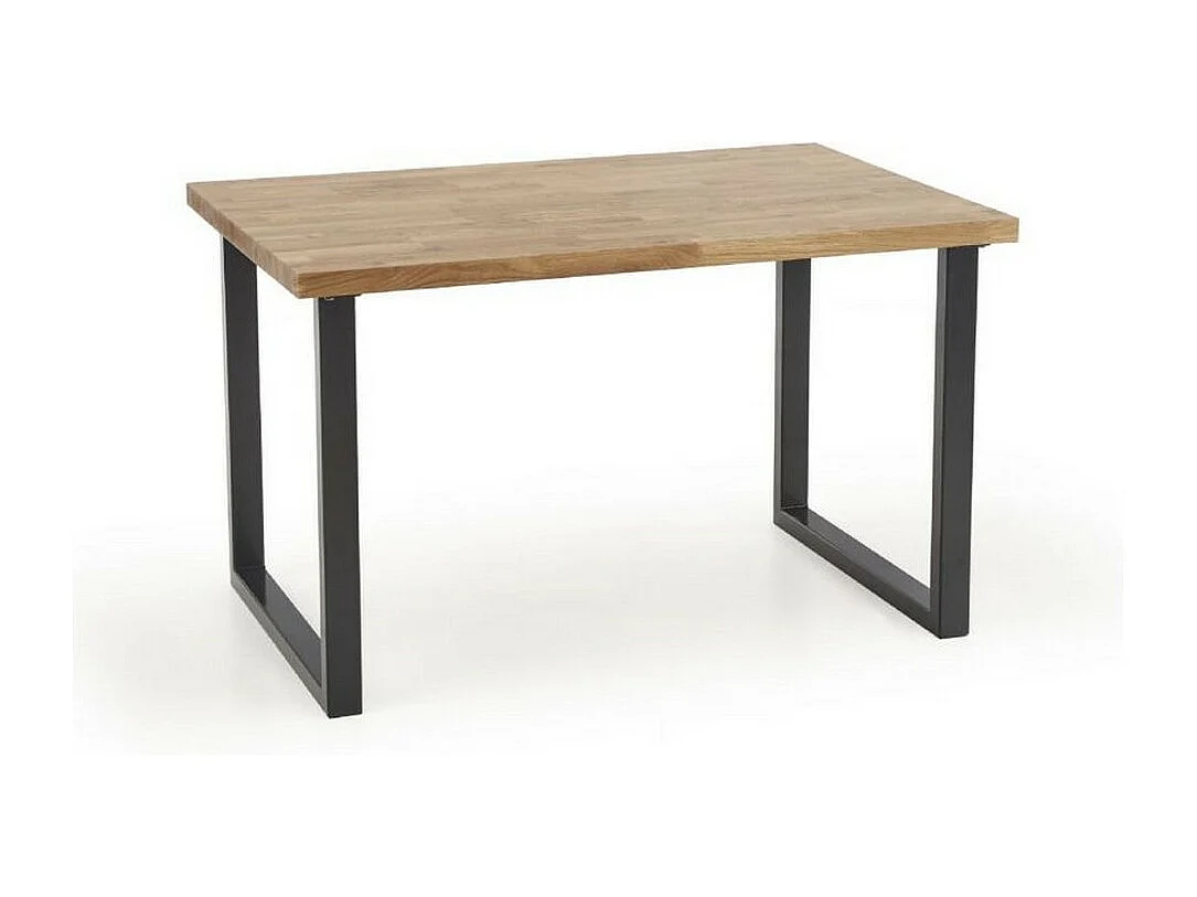 Table a manger industrielle en chêne 160cm-250cm (option) pieds U Loft - Rallonges (2x45cm)