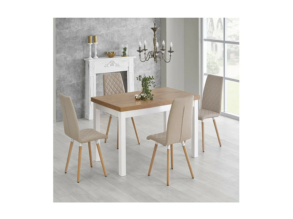 Tavolo dal design scandinavo in legno e MDF bianco 140-220/80/76 cm Meryl