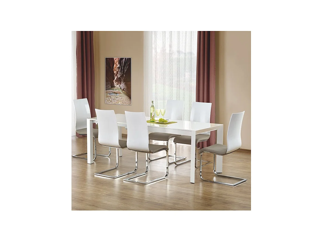 Table à manger extensible blanc laqué Mike - 130cm / 210cm
