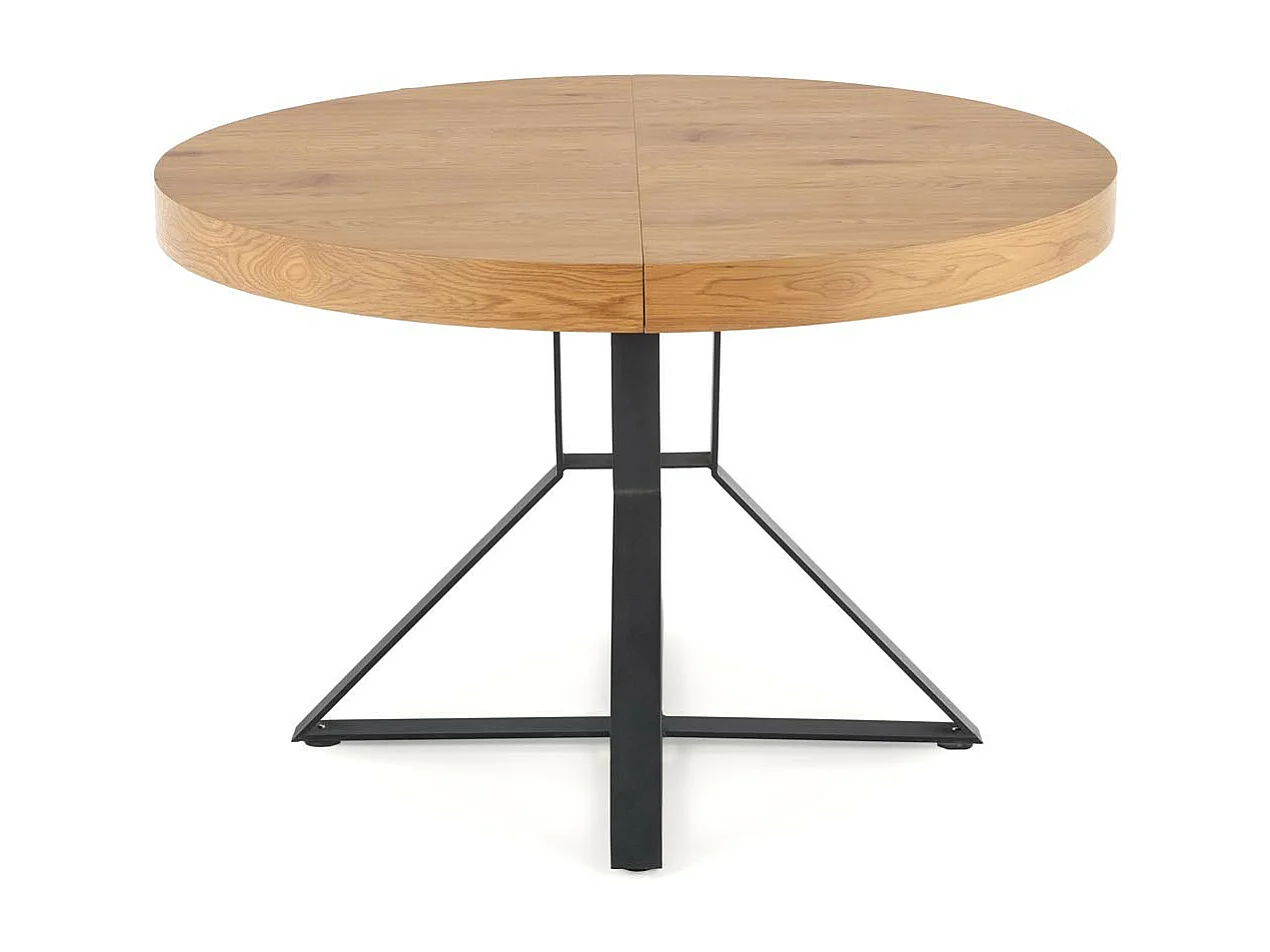 Table de salle à manger extensible avec plateau aspect chêne et pieds en métal noir CERVANTES