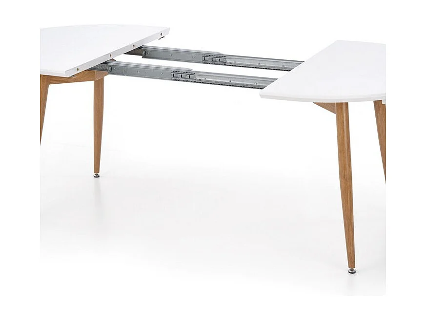 Mesa de comedor extensible ovalada de madera y lacada en blanco Miya