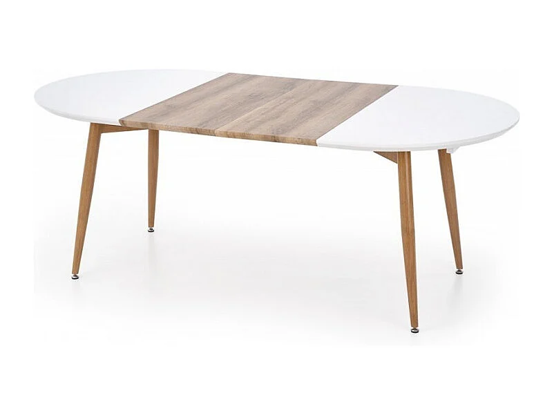 Tavolo da pranzo ovale allungabile in legno e laccato bianco Miya