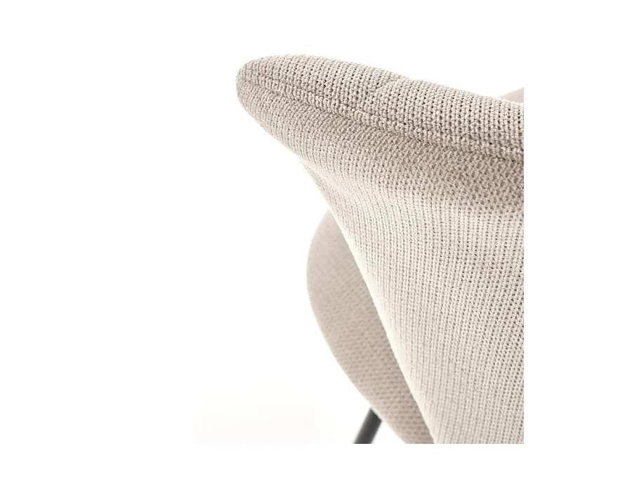 Silla contemporánea de tela beige y patas de metal negro BELLE ILE