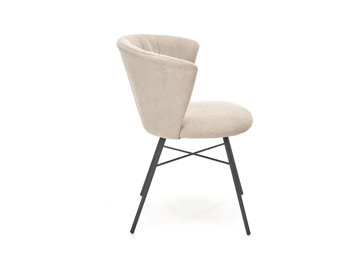 Silla contemporánea de tela beige y patas de metal negro BELLE ILE