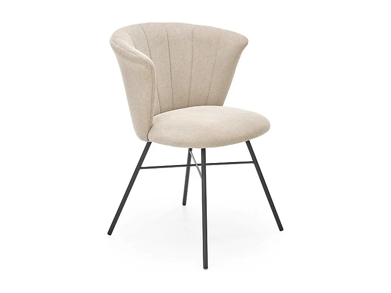 Chaise contemporaine en tissu beige et pieds en métal noir BELLE ILE