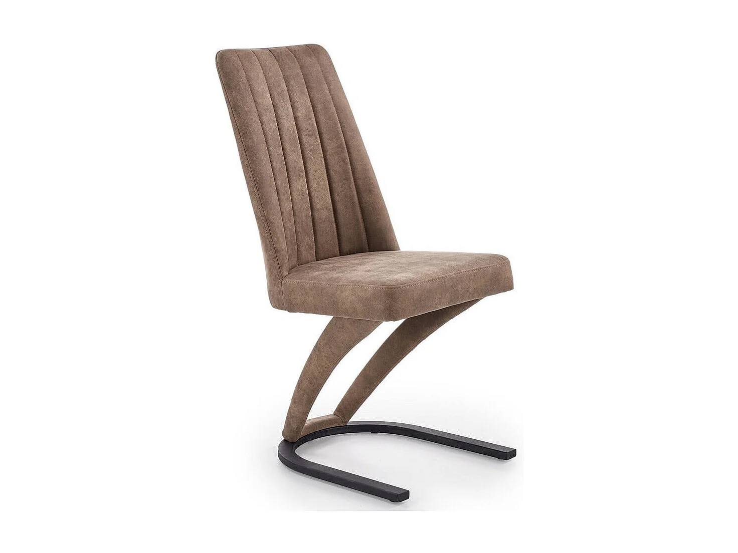 Silla de diseño en ecopiel marrón con base de acero negro MILLENIUM