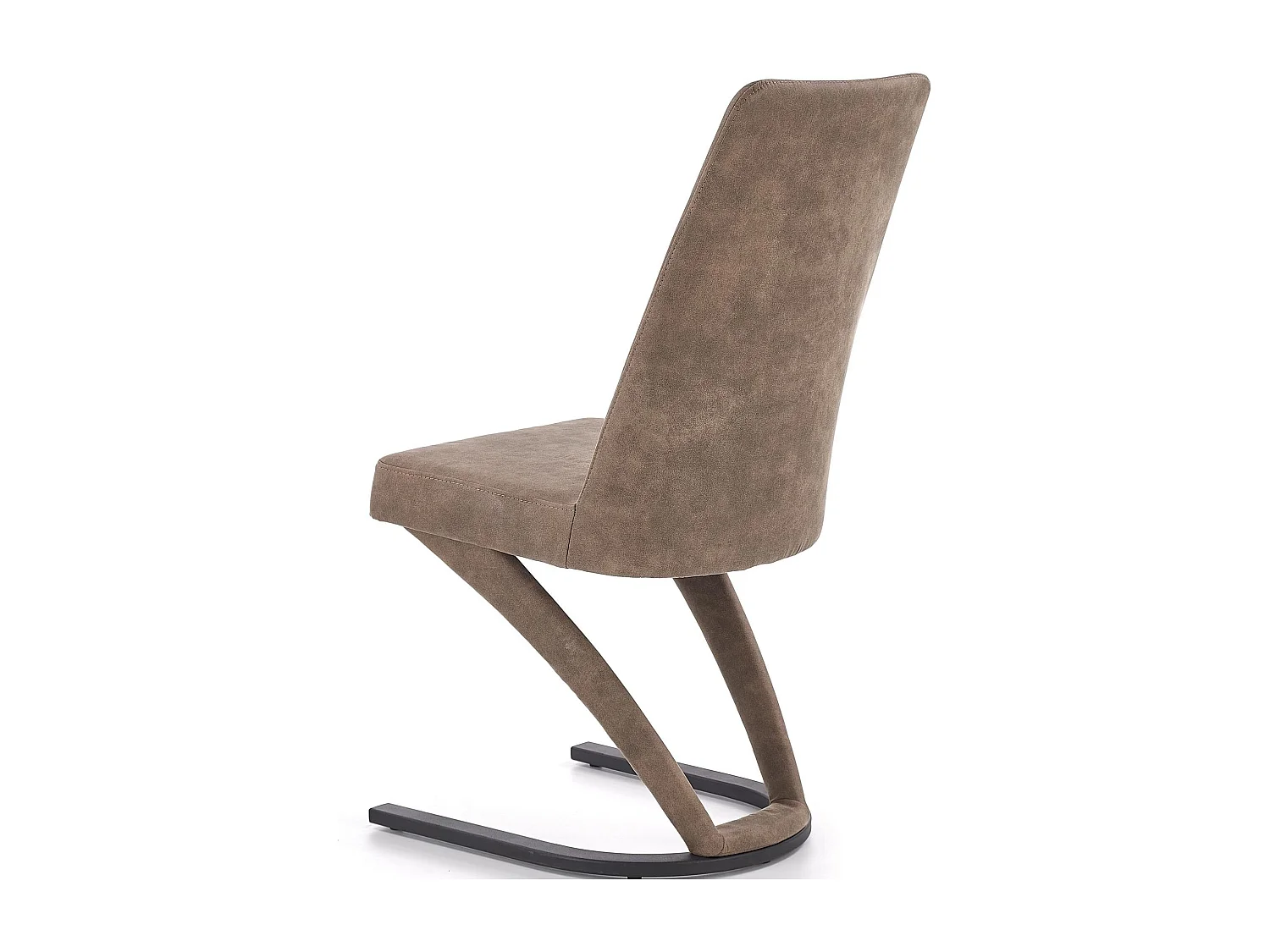 Silla de diseño en ecopiel marrón con base de acero negro MILLENIUM