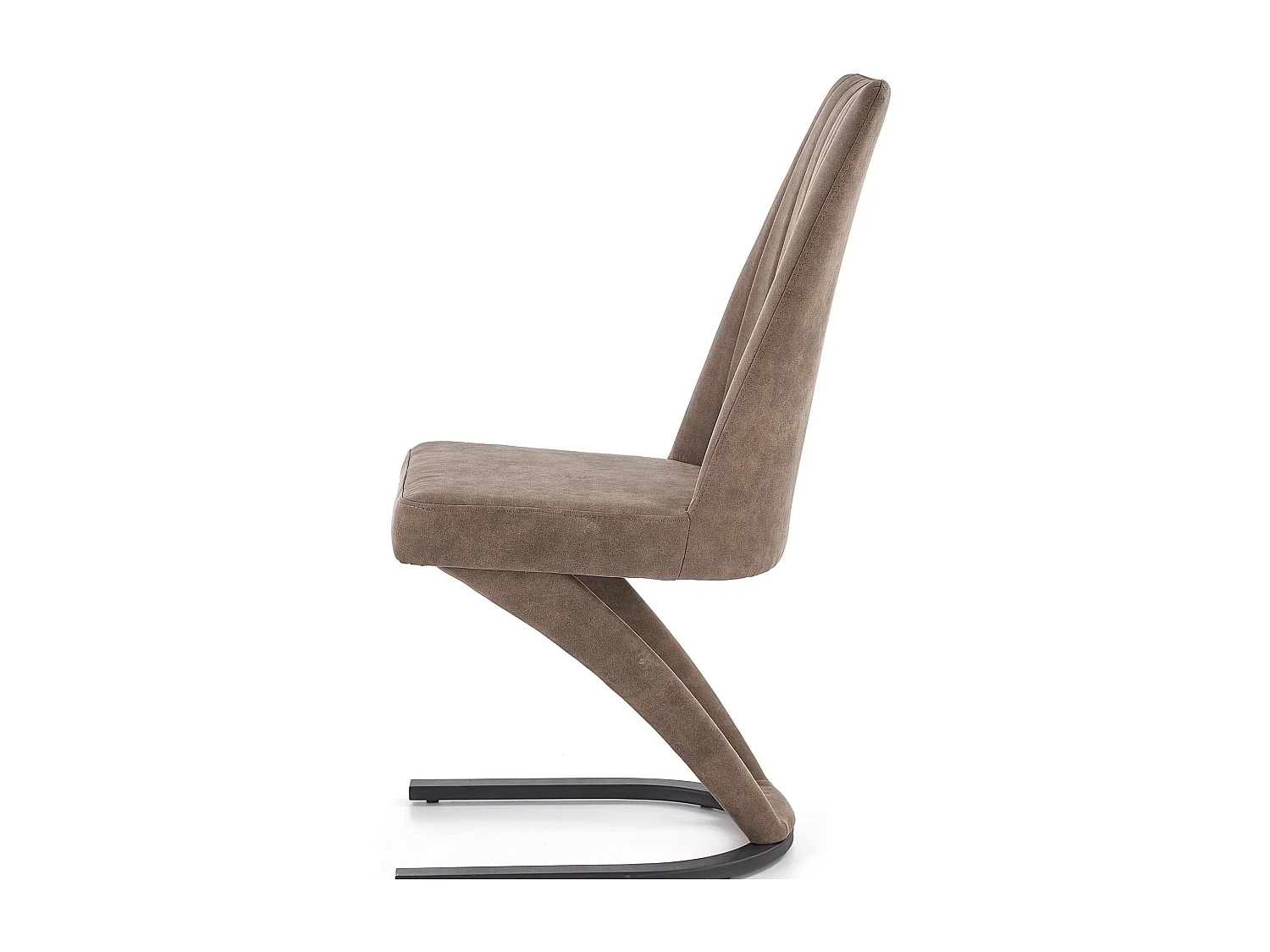 Silla de diseño en ecopiel marrón con base de acero negro MILLENIUM