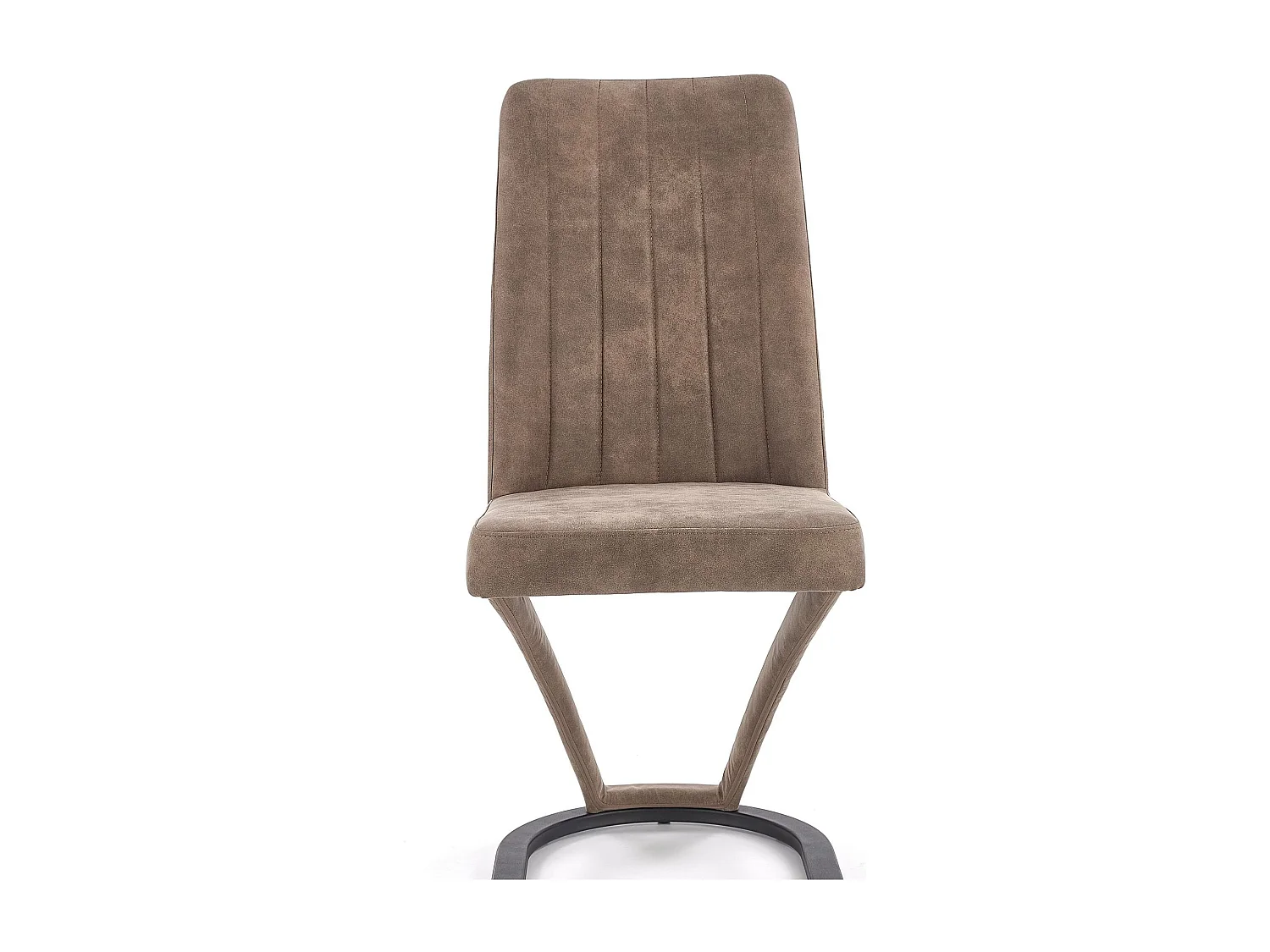 Silla de diseño en ecopiel marrón con base de acero negro MILLENIUM