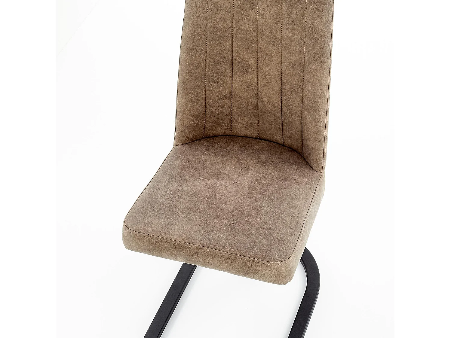 Silla de diseño en ecopiel marrón con base de acero negro MILLENIUM