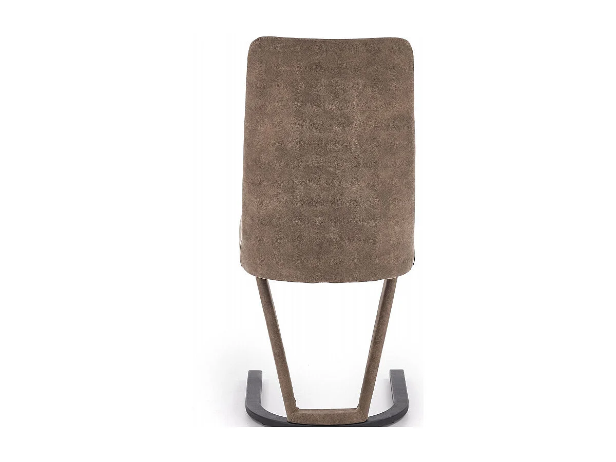 Silla de diseño en ecopiel marrón con base de acero negro MILLENIUM