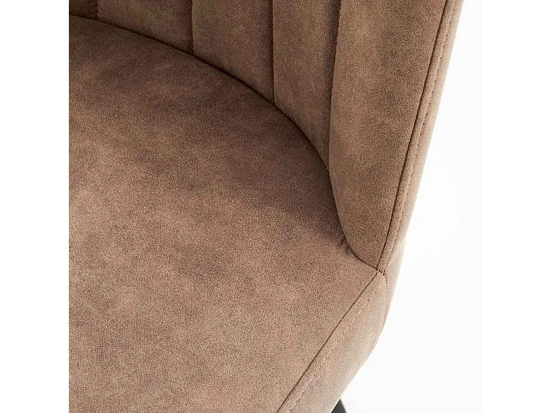 Silla de diseño en ecopiel marrón con base de acero negro MILLENIUM