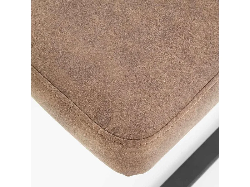 Silla de diseño en ecopiel marrón con base de acero negro MILLENIUM