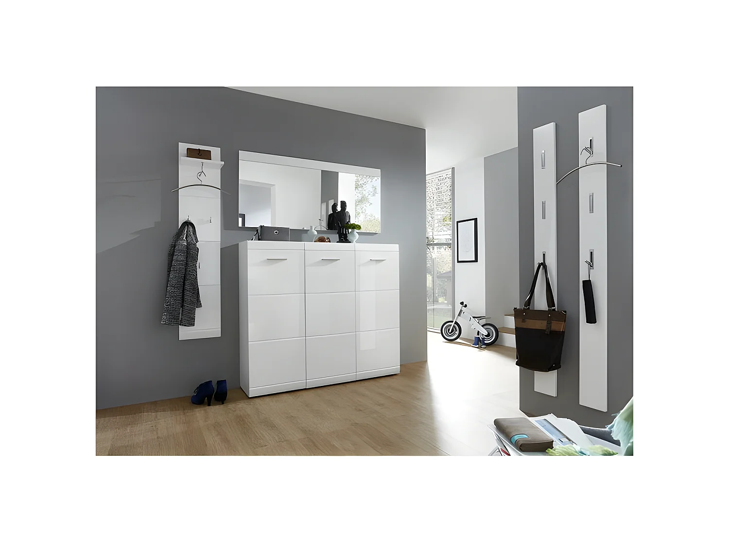 Grande specchio laccato bianco 134 x 63 cm Alama