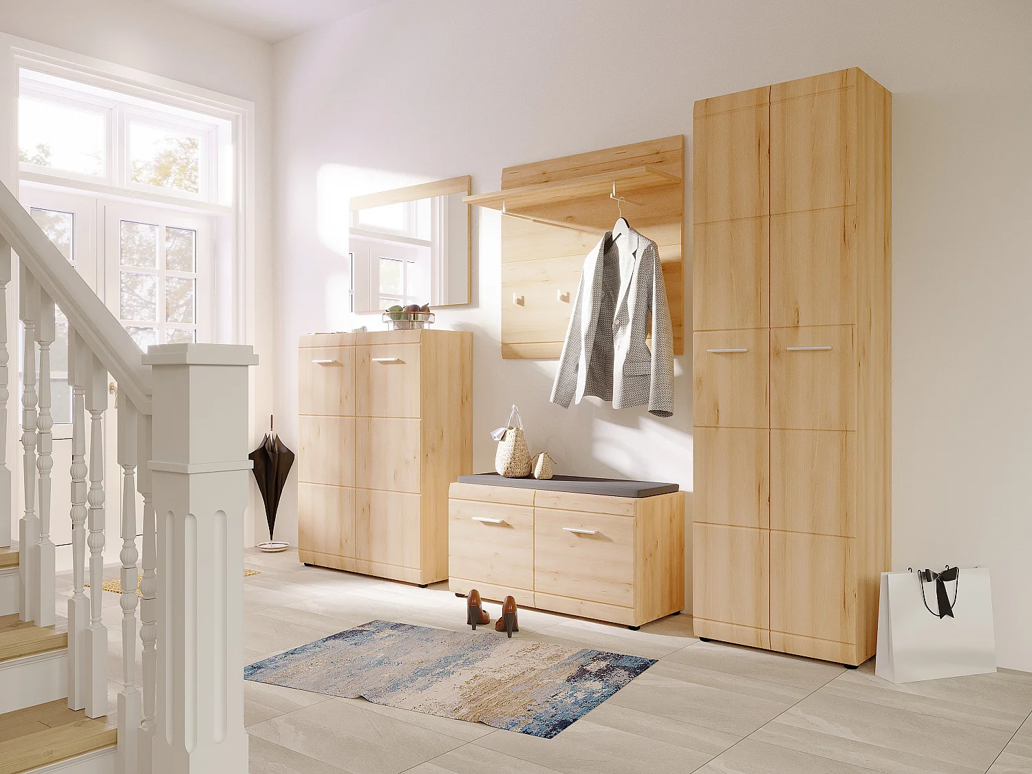 Specchio da parete Contour in faggio look Colonia