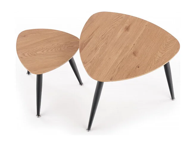 Lote de dos mesas nido de estilo industrial con tablero de aspecto roble dorado TARANIS