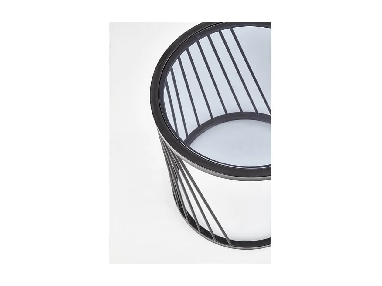 Set di due tavolini da salotto di design con struttura in acciaio nero e piano in vetro Rapture