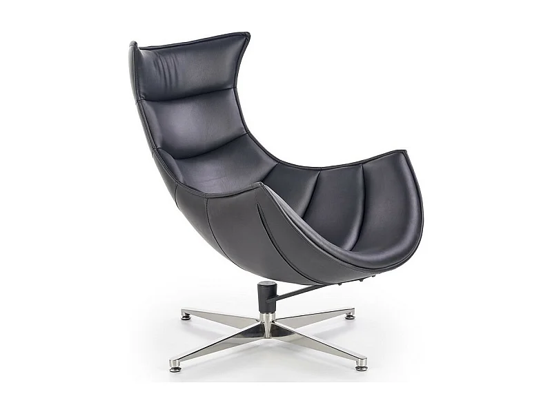 Poltrona girevole Oliver design nero con base in acciaio inox